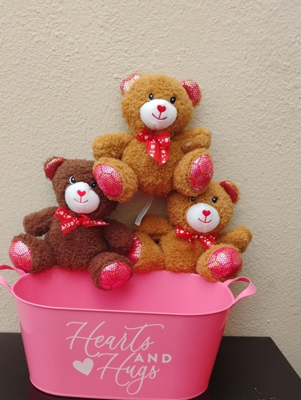 3 Plush Heart Paw Teddy Bear (Includes Pink Container)
